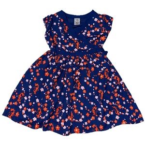 Disney Mulan Floral Icons All Over Print Wrap Mushu Dress Girl’s Sz 7/8 Colorful